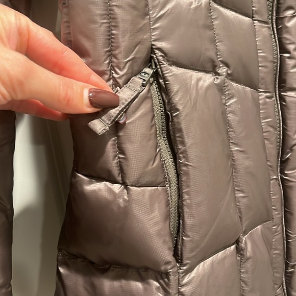 MeCo Goose Down Jacket Coat Women’s chocolate brown long length - Picture 3 of 12